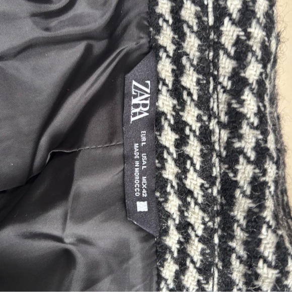 Zara Black & White Houndstooth Knit Bomber Jacket - Picture 5 of 7